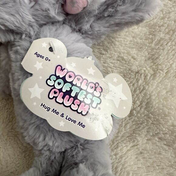 Worlds Softest Plush Elephant Pink Ears Stars 10” Stuffed Animal Toy - Picture 2 of 5